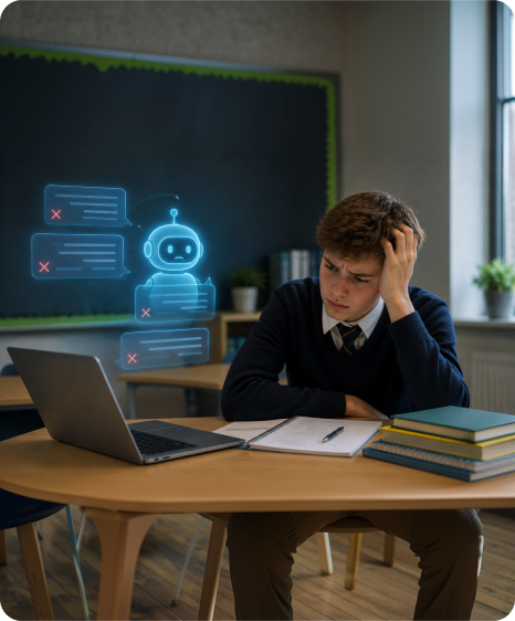 student with AI assistant